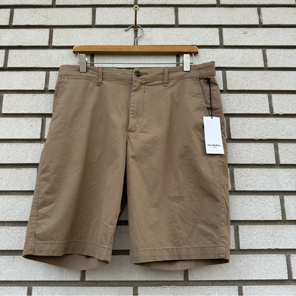 NWT Goodfellow & Co. Tan Khaki Flat Front Linden Shorts 34 - Picture 1 of 13